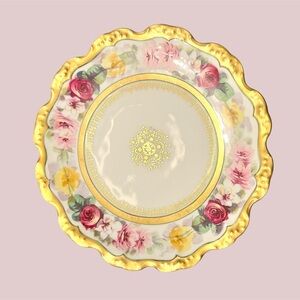 Limoges B&H France Hand-Painted Rose Plate – Gilt Trim, 1800s